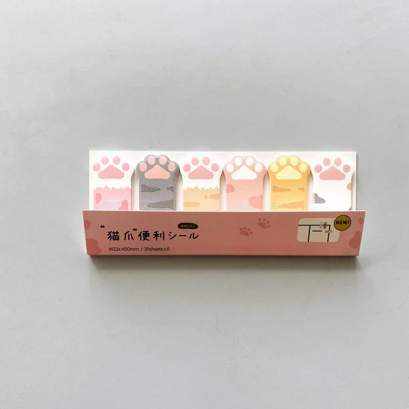 Set of 10 stationery items in the shape of cat paws