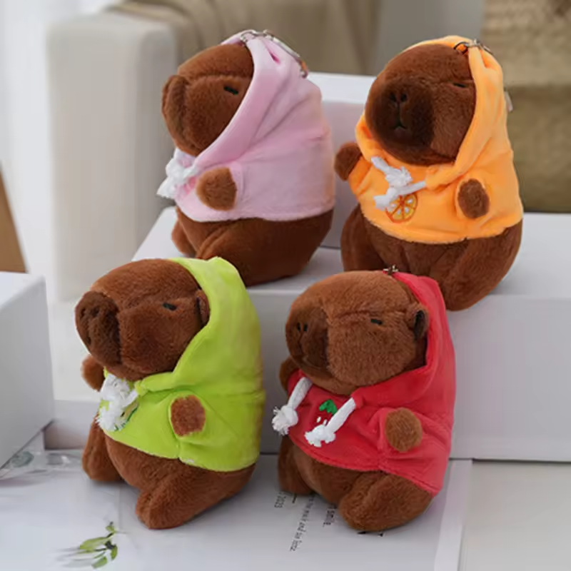 Capybara keychain plush with hoodie