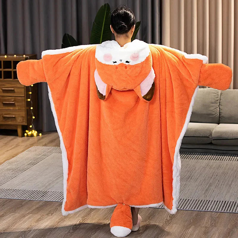 Kawaii Fox plush hooded bathrobe