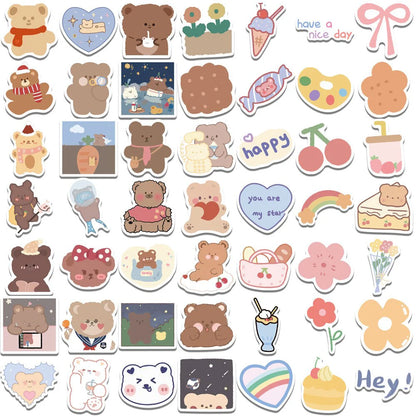Lot de 10/30/50/100 autocollants imperméables Kawaii Cartoon