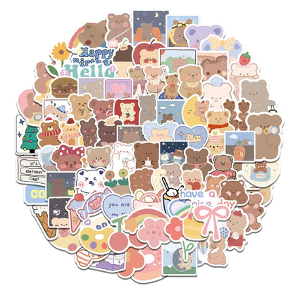 Lot de 10/30/50/100 autocollants imperméables Kawaii Cartoon