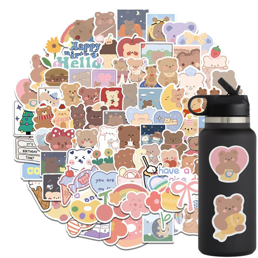 Lot de 10/30/50/100 autocollants imperméables Kawaii Cartoon
