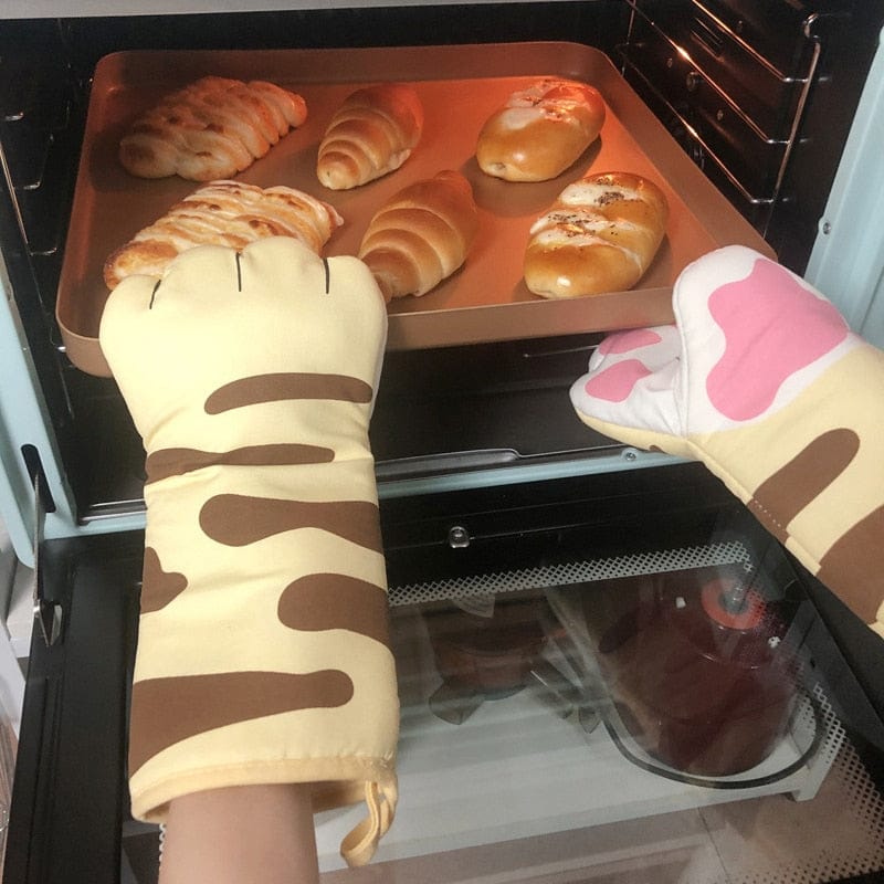 Paire de gants de cuisine en forme de patte de chat