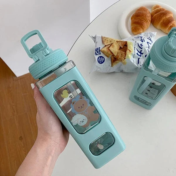 Bouteille d'eau Kawaii 700/900ml avec paille intégré