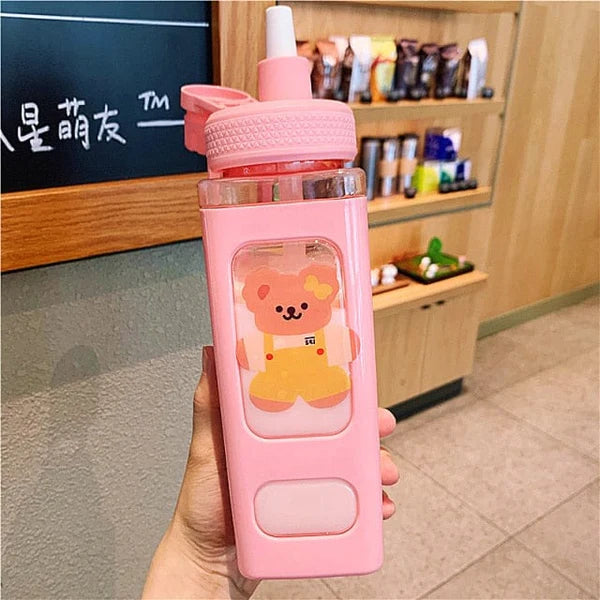Bouteille d'eau Kawaii 700/900ml avec paille intégré