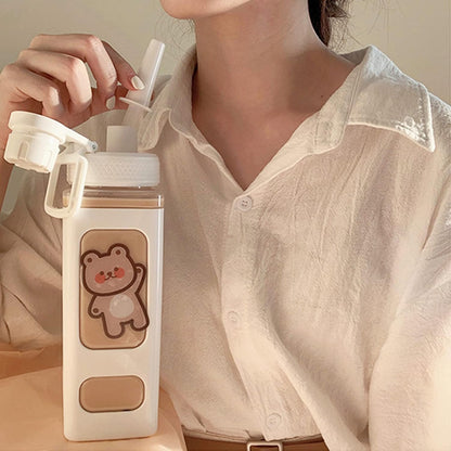 Bouteille d'eau Kawaii 700/900ml avec paille intégré
