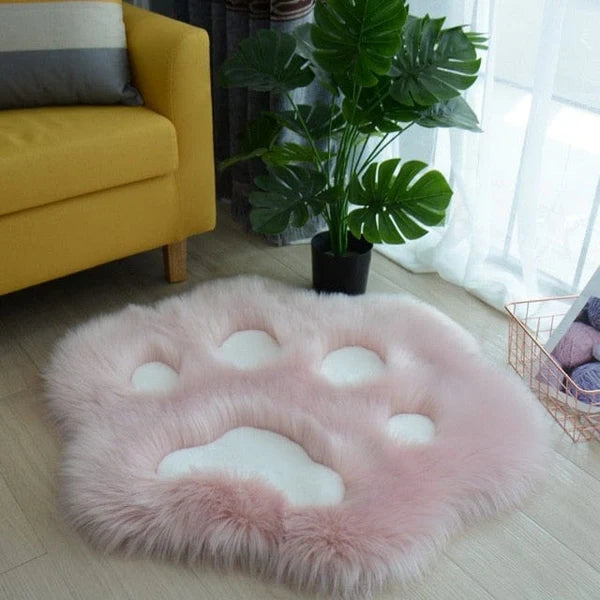Tapis moelleux en forme de patte de chat