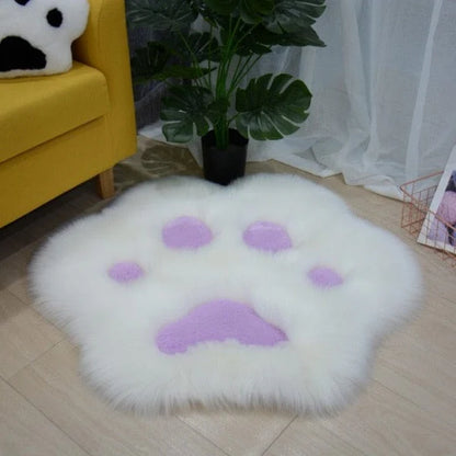 Tapis moelleux en forme de patte de chat