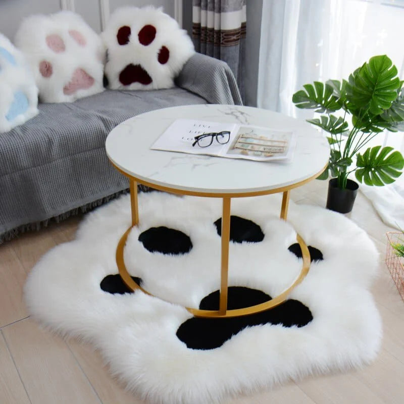 Tapis moelleux en forme de patte de chat