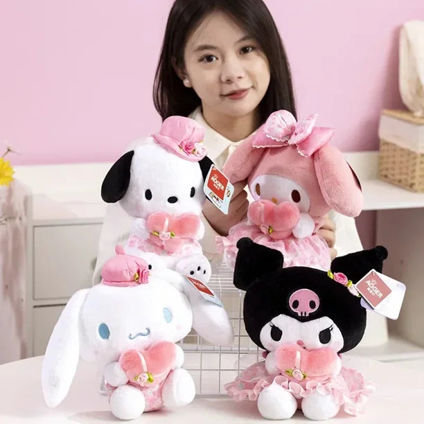 Peluche kawaii My Melody avec coeur 30cm