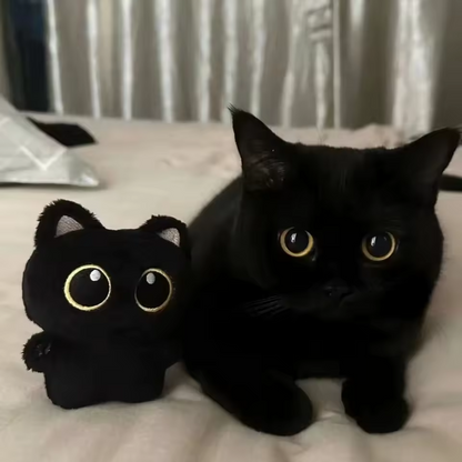 Peluche porte-clés chat noir avec gros yeux