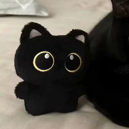 Peluche porte-clés chat noir avec gros yeux