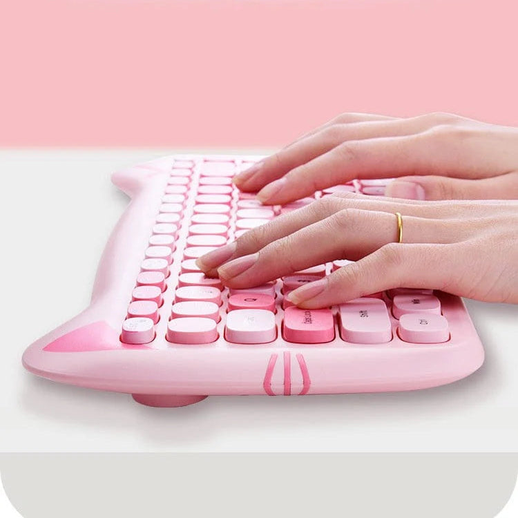 Ensemble clavier et souris sans fil Kawaii Cat
