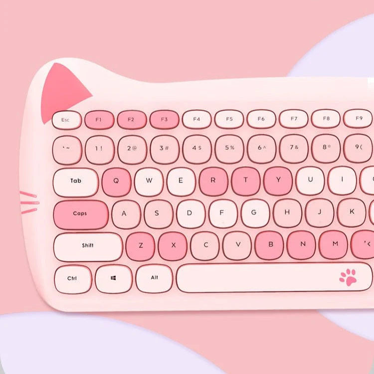 Ensemble clavier et souris sans fil Kawaii Cat