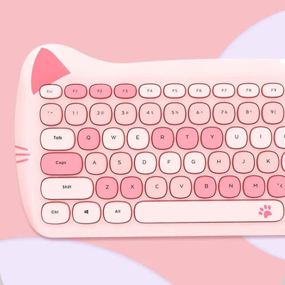 Ensemble clavier et souris sans fil Kawaii Cat