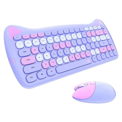 Ensemble clavier et souris sans fil Kawaii Cat
