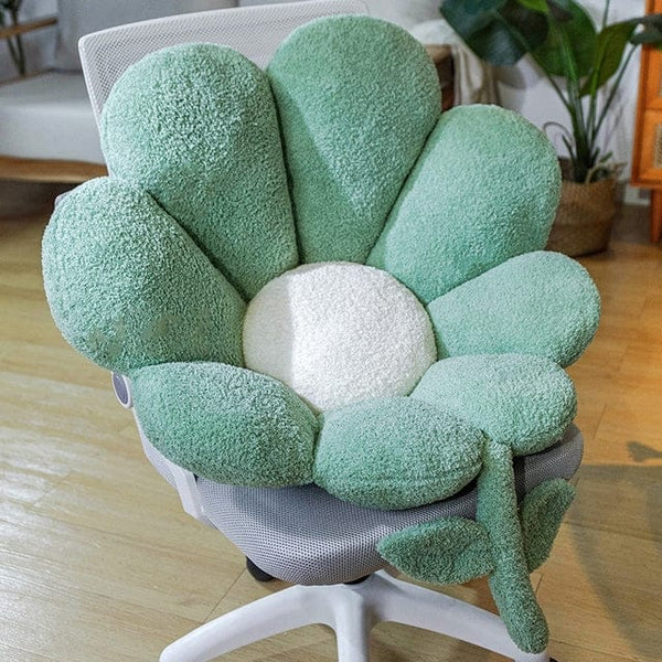 Coussin de chaise en peluche design marguerite pastel