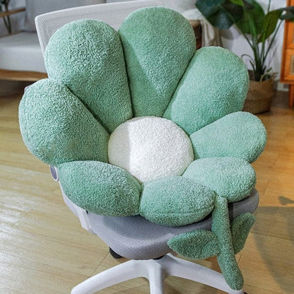 Coussin de chaise en peluche design marguerite pastel