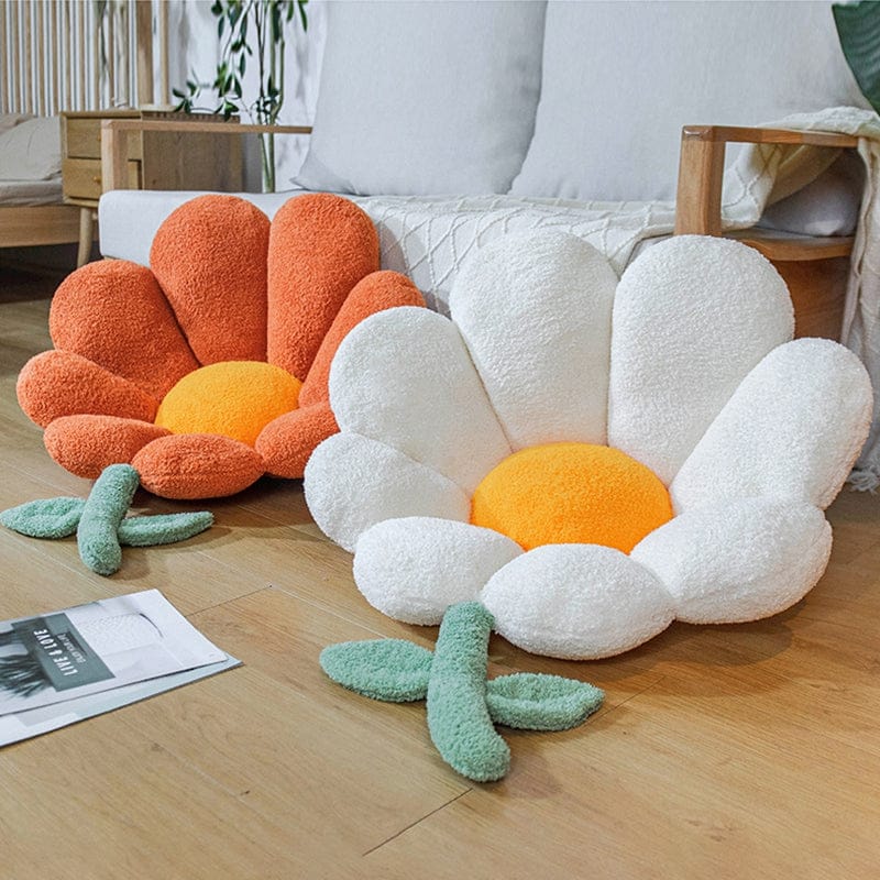 Coussin de chaise en peluche design marguerite pastel