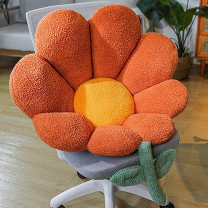 Coussin de chaise en peluche design marguerite pastel