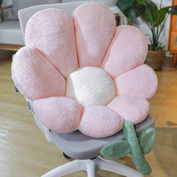 Coussin de chaise en peluche design marguerite pastel